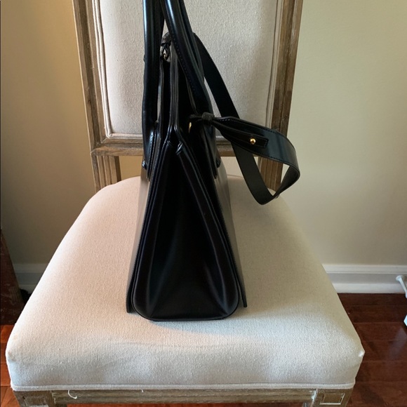 Balmain blk leather hand bag w strap - Picture 3 of 4